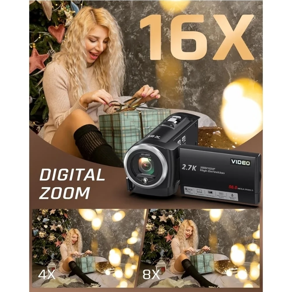 2.7K Video Camera with LCD Screen - Black